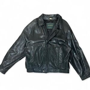 Danier Dark Leather Bomber Jacket